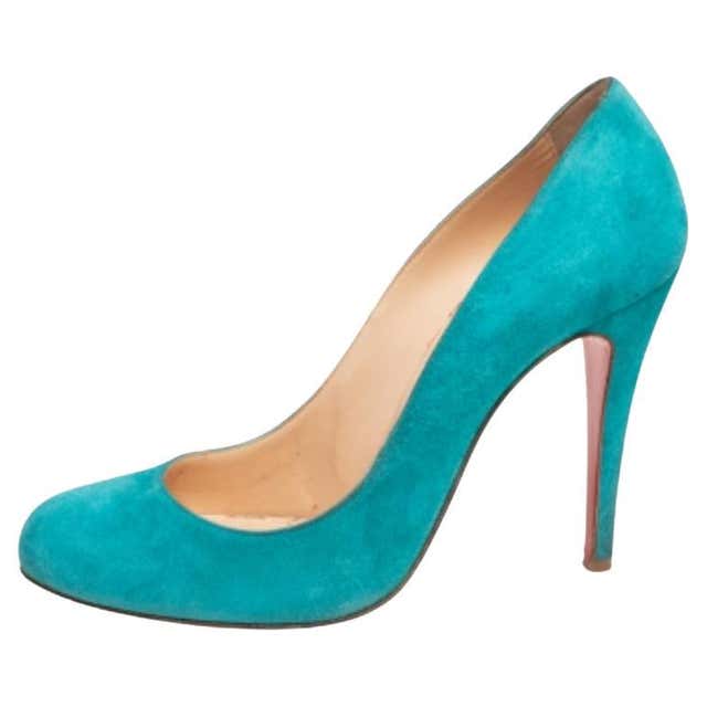 Turquoise Python Pumps Christian Louboutin, Turquoise suede pumps For Sale at 1stDibs