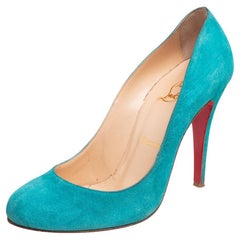 Used Christian Louboutin Blue Suede Simple Pumps Size 37.5