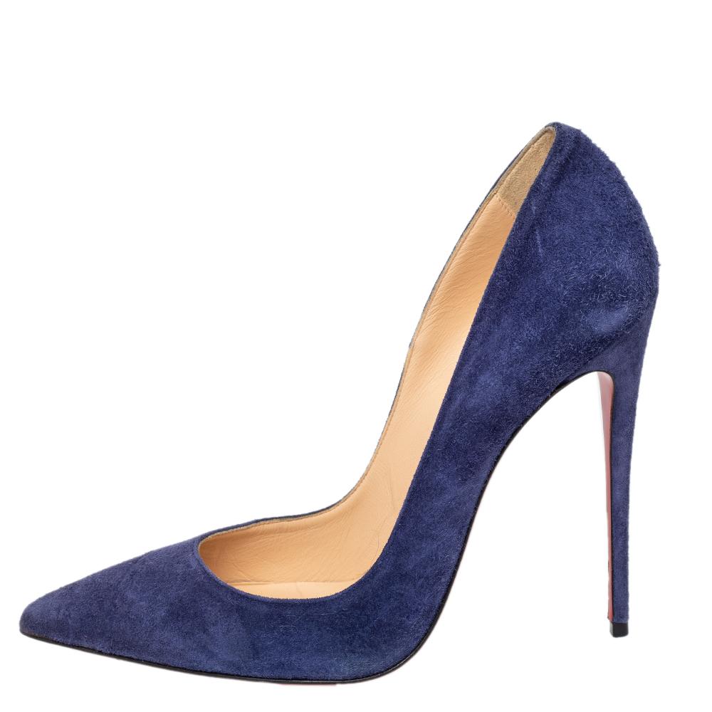 Christian Louboutin Blue Suede So Kate Pointed Toe Pumps Size 40