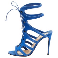 Christian Louboutin Blue Suede Strappy Sandals Size 39