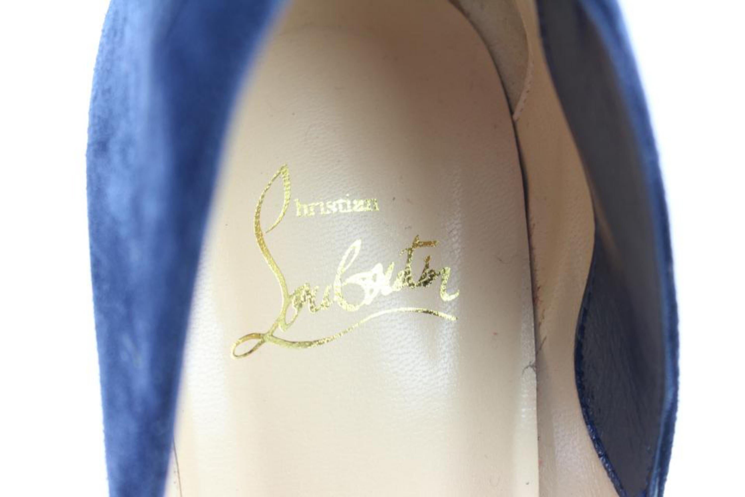 Christian Louboutin Blue Suede Victorina 100 16cle0104 Sandals For Sale 6