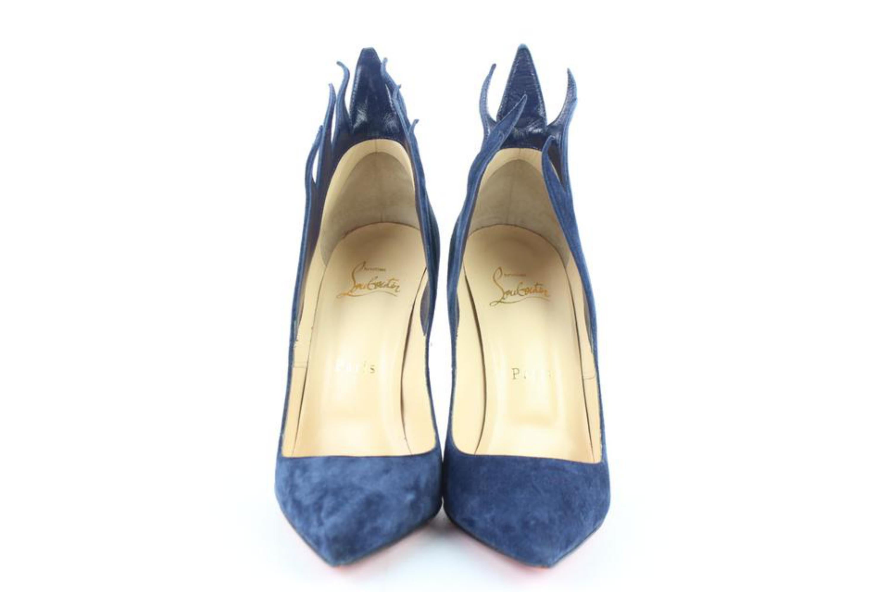 Black Christian Louboutin Blue Suede Victorina 100 16cle0104 Sandals For Sale