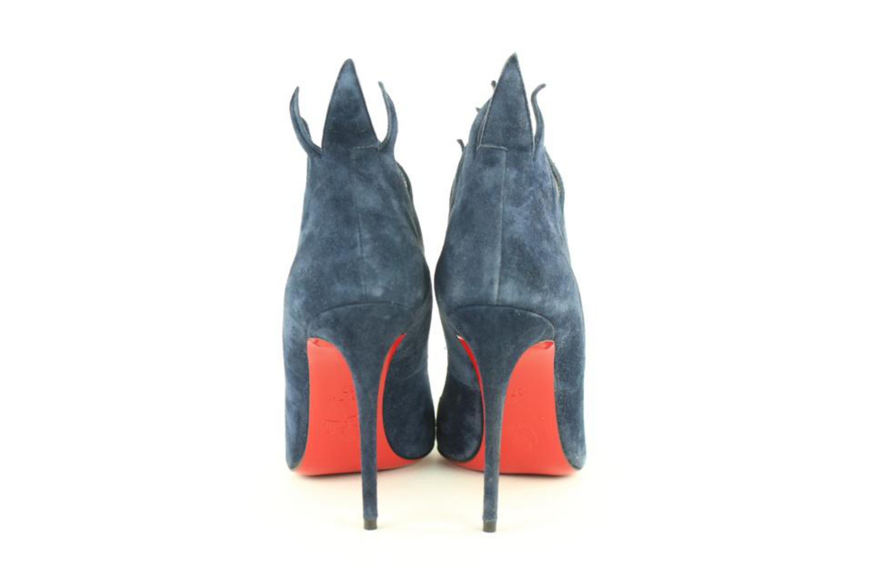 Women's Christian Louboutin Blue Suede Victorina 100 16cle0104 Sandals For Sale