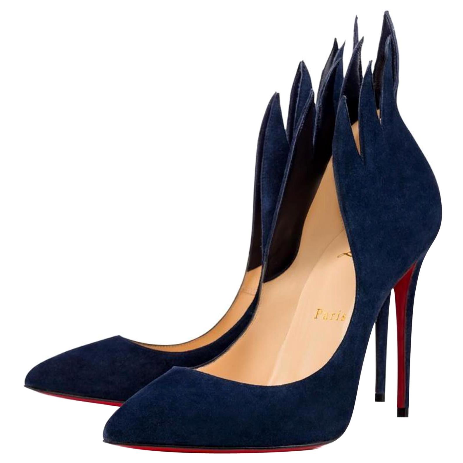 Christian Louboutin Blue Suede Victorina 100 16cle0104 Sandals For Sale