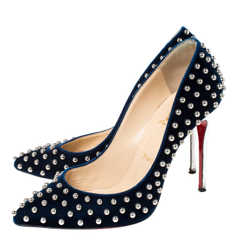 Blue studded louboutins clearance