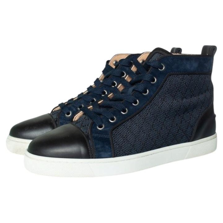Christian Louboutin, blue woven high top trainers For Sale