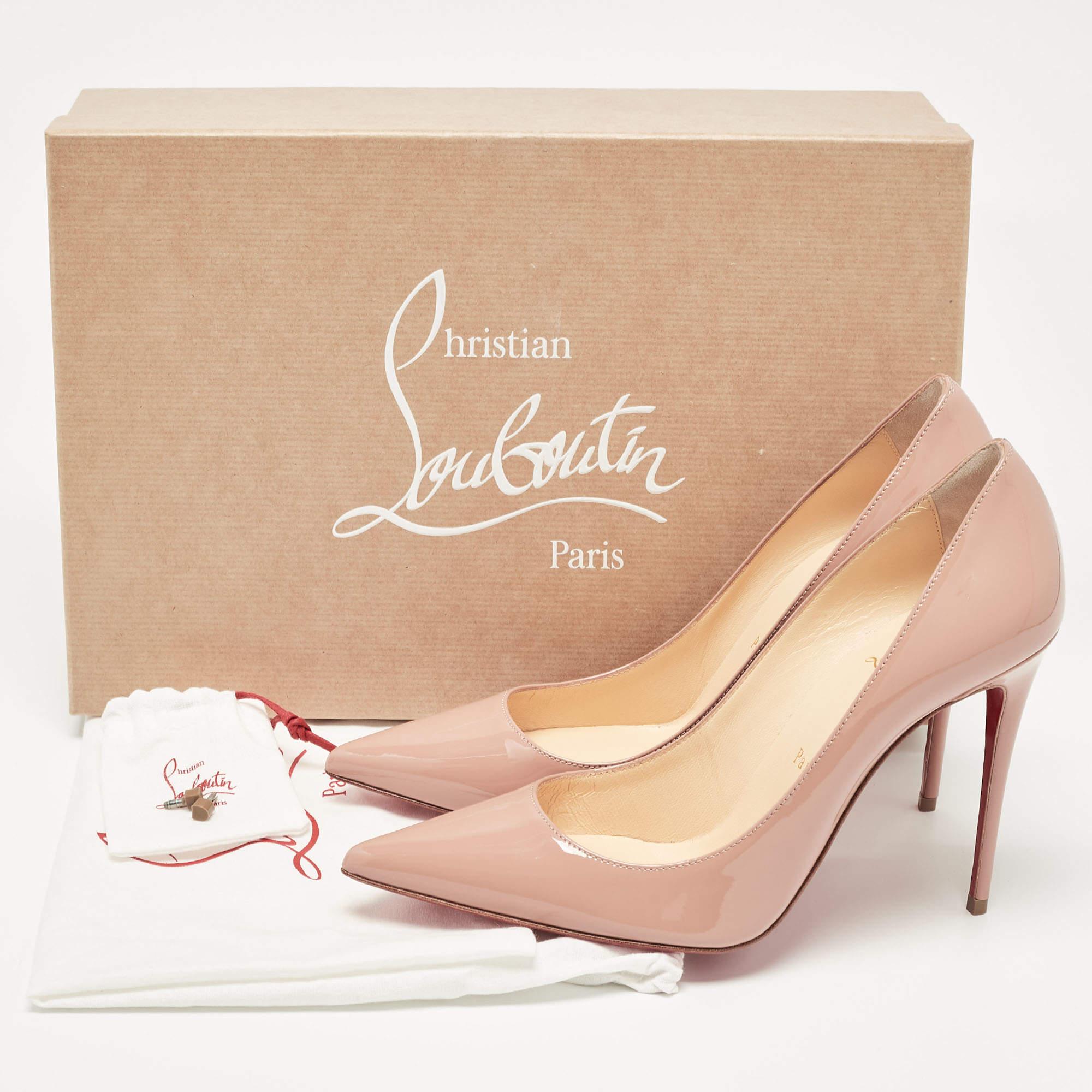 Christian Louboutin Blush Pink Patent Leather Kate Pumps Size 37.5 5