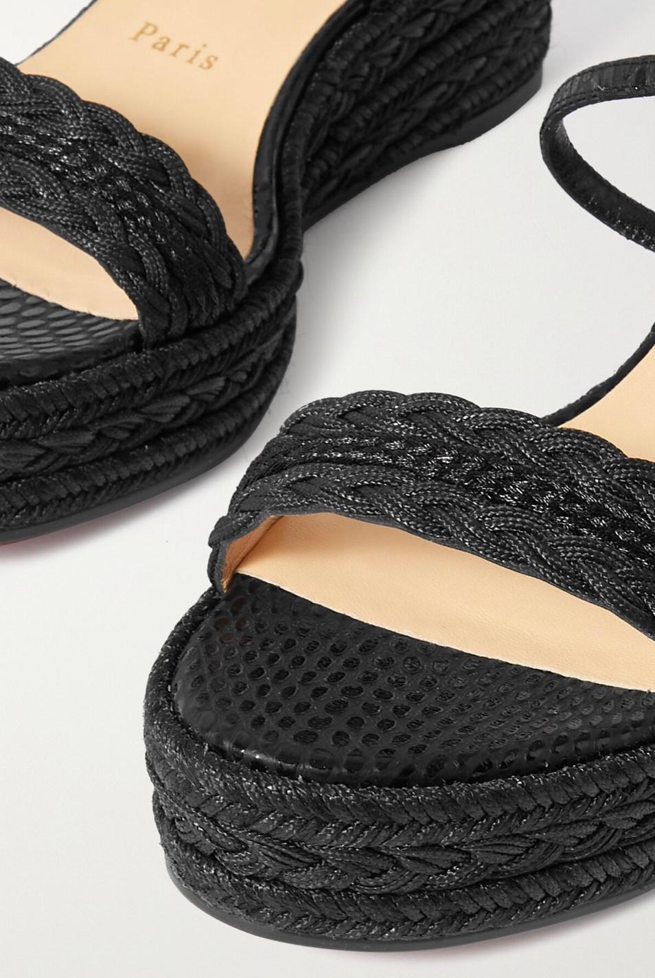 Christian Louboutin's 'Bodrum' espadrille sandals are the kind you'll be able to rely on for summers to come. Made in Italy from lizard-effect leather and woven cotton, they're set on a manageable wedge heel that's balanced by a comfortable platform