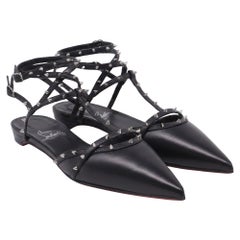 Christian Louboutin Bombina Leather Flats In Black Leather