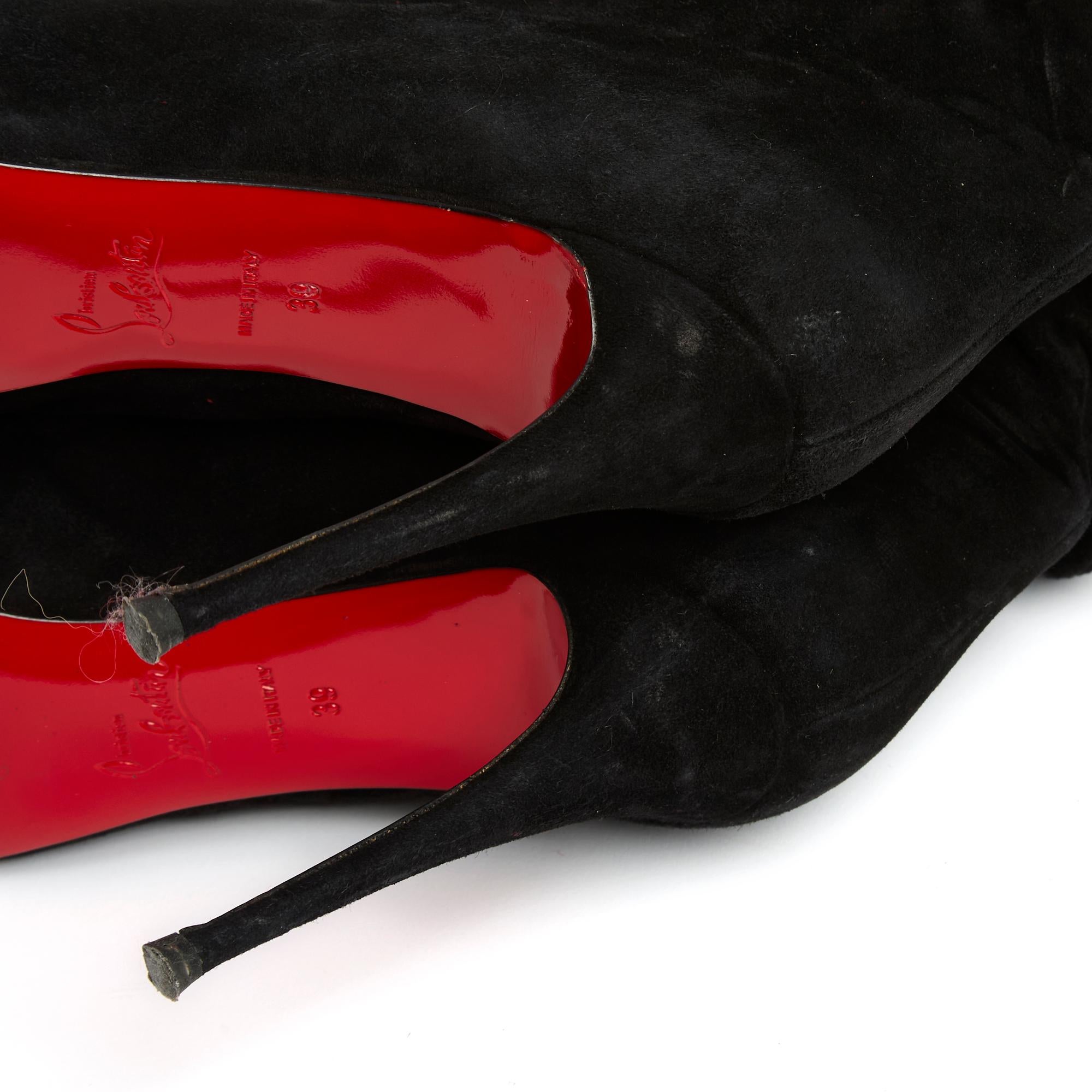 Black Christian Louboutin Bottes EU39 Ishtar Thigh High Suede Boots UK6 US8.5 For Sale
