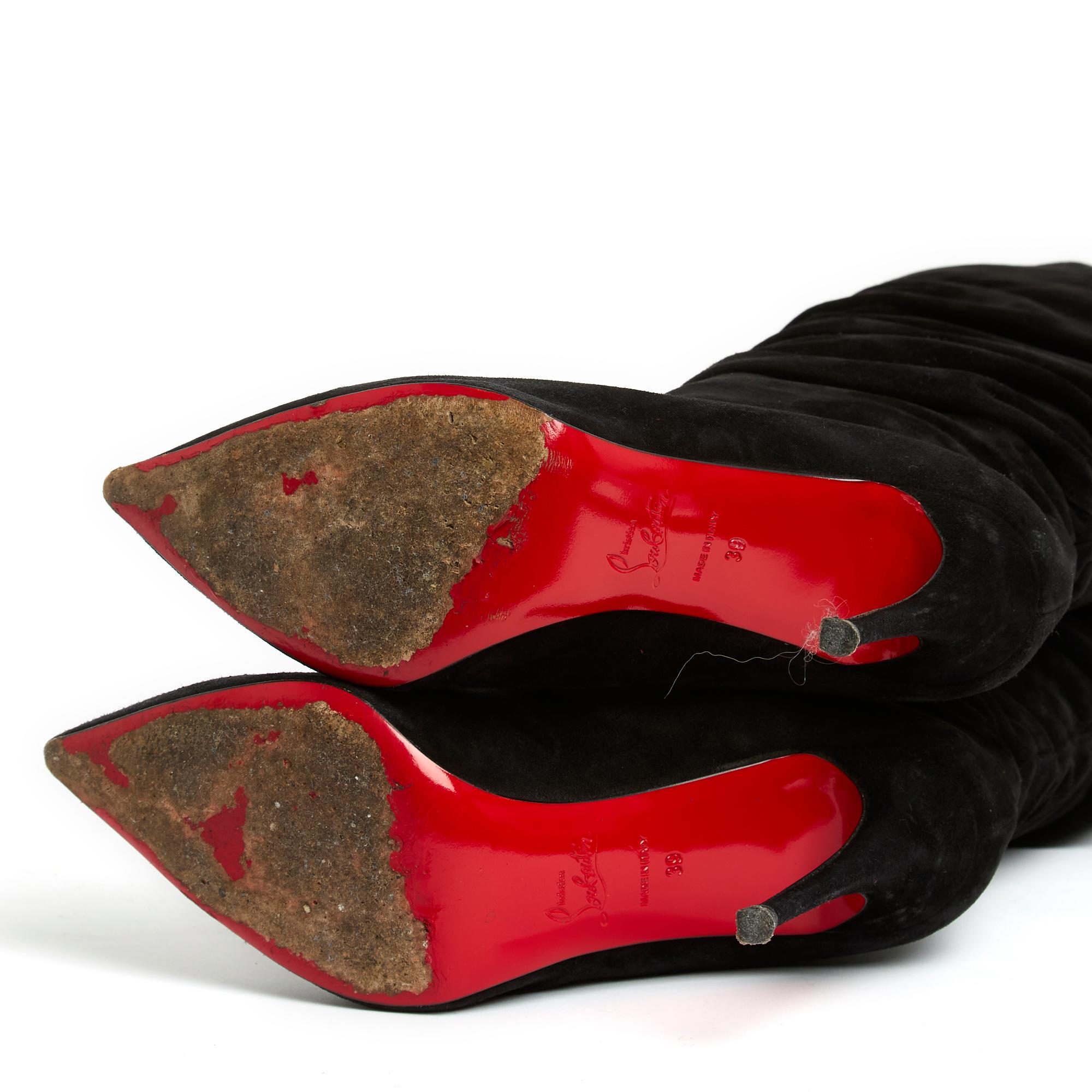 Christian Louboutin Bottes EU39 Ishtar Thigh High Suede Boots UK6 US8.5 In Excellent Condition For Sale In PARIS, FR