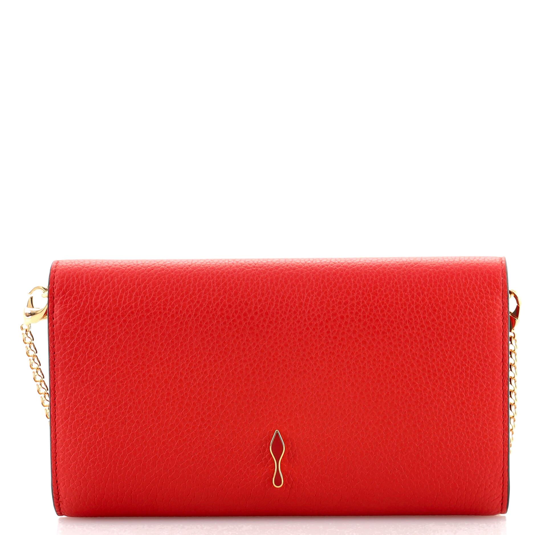 Red Christian Louboutin Boudoir Chain Wallet Leather