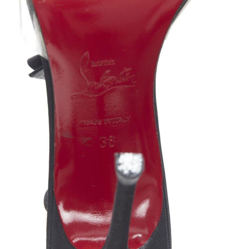 CHRISTIAN LOUBOUTIN Chaussures à talons compensés en PVC avec nœud et ruban gros-grain noir EU36 en vente 6