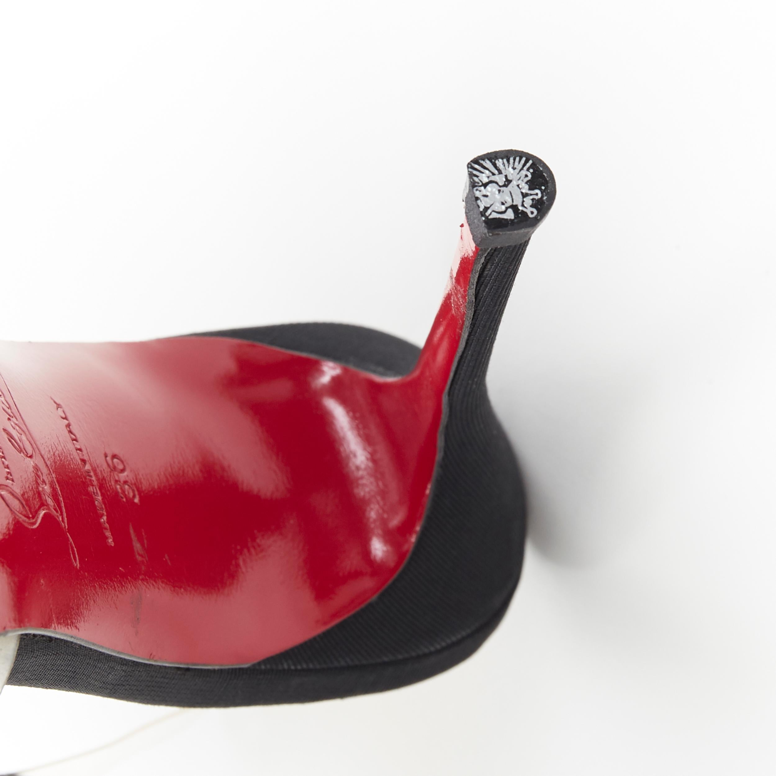 CHRISTIAN LOUBOUTIN Bow Bow nero con nastro in gros grain e cinturino in PVC con tacco EU36 7