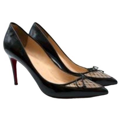 Christian Louboutin Black Velvet and Satin Bow Heels - 39 at 1stDibs