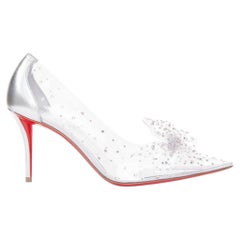 CHRISTIAN LOUBOUTIN Bridal Jelly Strass 80 silver crystal PVC bow pump EU38