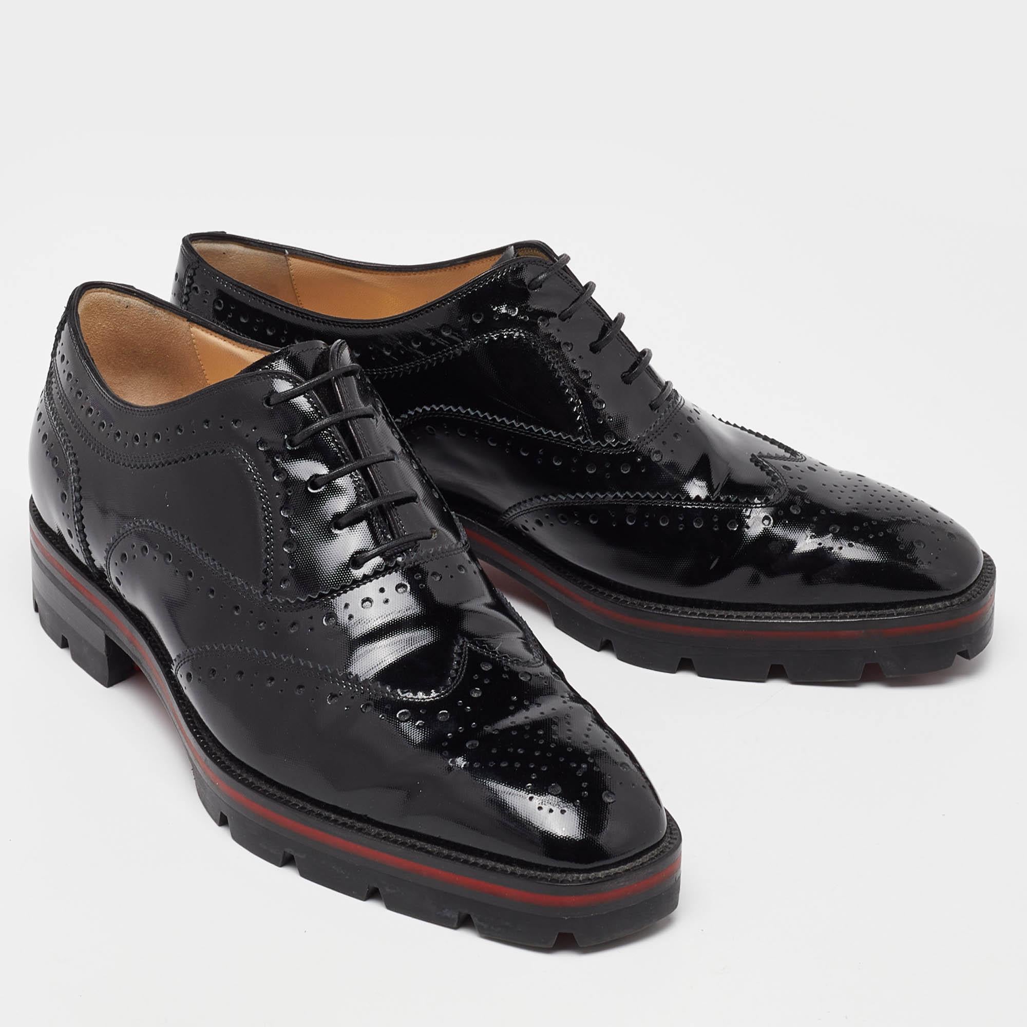 Women's Christian Louboutin Brogue Patent Leather Charletta Lace Up Oxfords Size 38