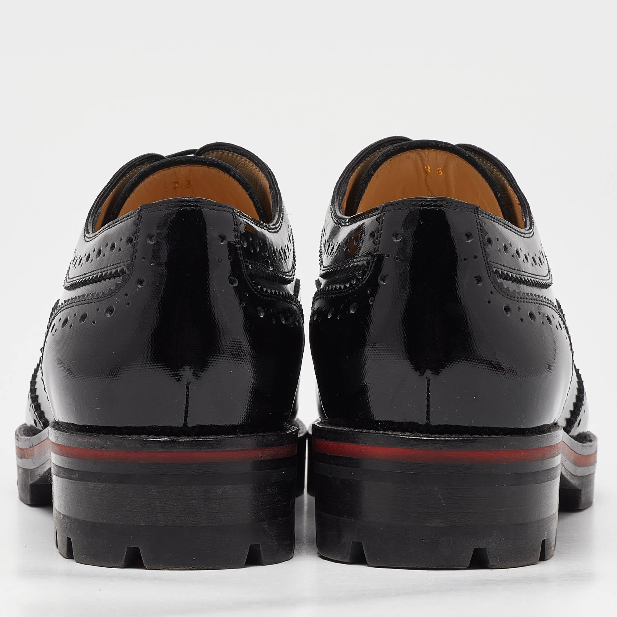 Christian Louboutin Brogue Patent Leather Charletta Lace Up Oxfords Size 38 1