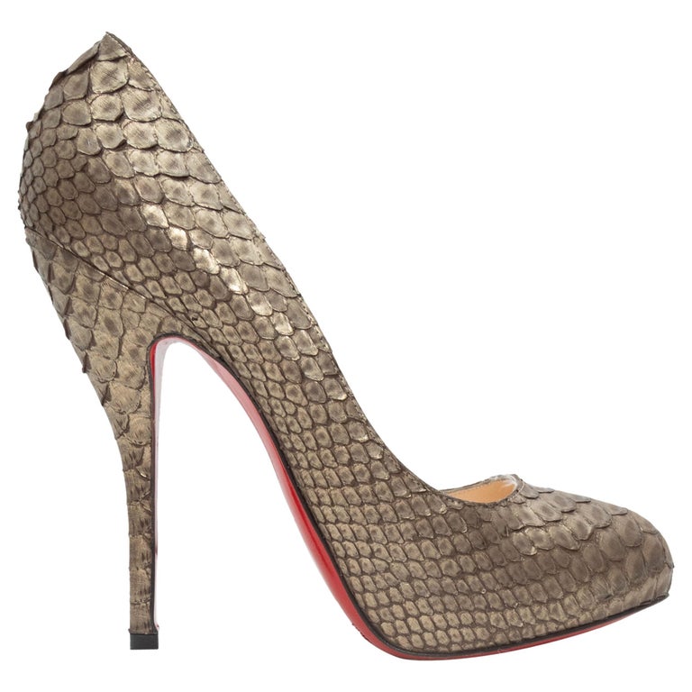 Christian Louboutin Bronze Python Pumps For Sale at 1stDibs