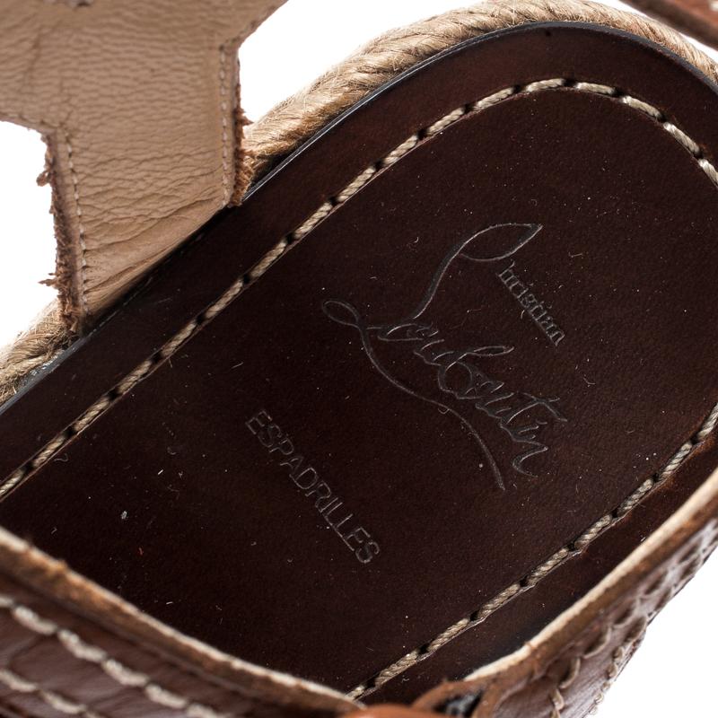 Christian Louboutin Brown Almeria Cross Espadrille Wedge Sandals Sandals Size 36 1