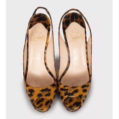Christian Louboutin Marrón Animal Print Cuero Tacones Sz.38