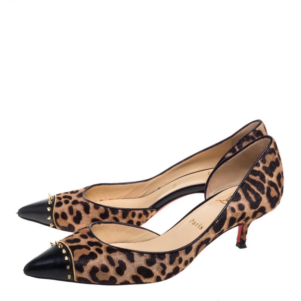 Christian Louboutin Brown/Beige Calf Hair And Leather Culturella Pumps Size 38.5 3