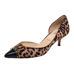 Christian Louboutin Brown/Beige Calf Hair And Leather Culturella Pumps Size 38.5