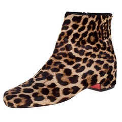 Christian Louboutin Brown/Beige Calf Hair Tounoir Ankle Boots Size 39.5
