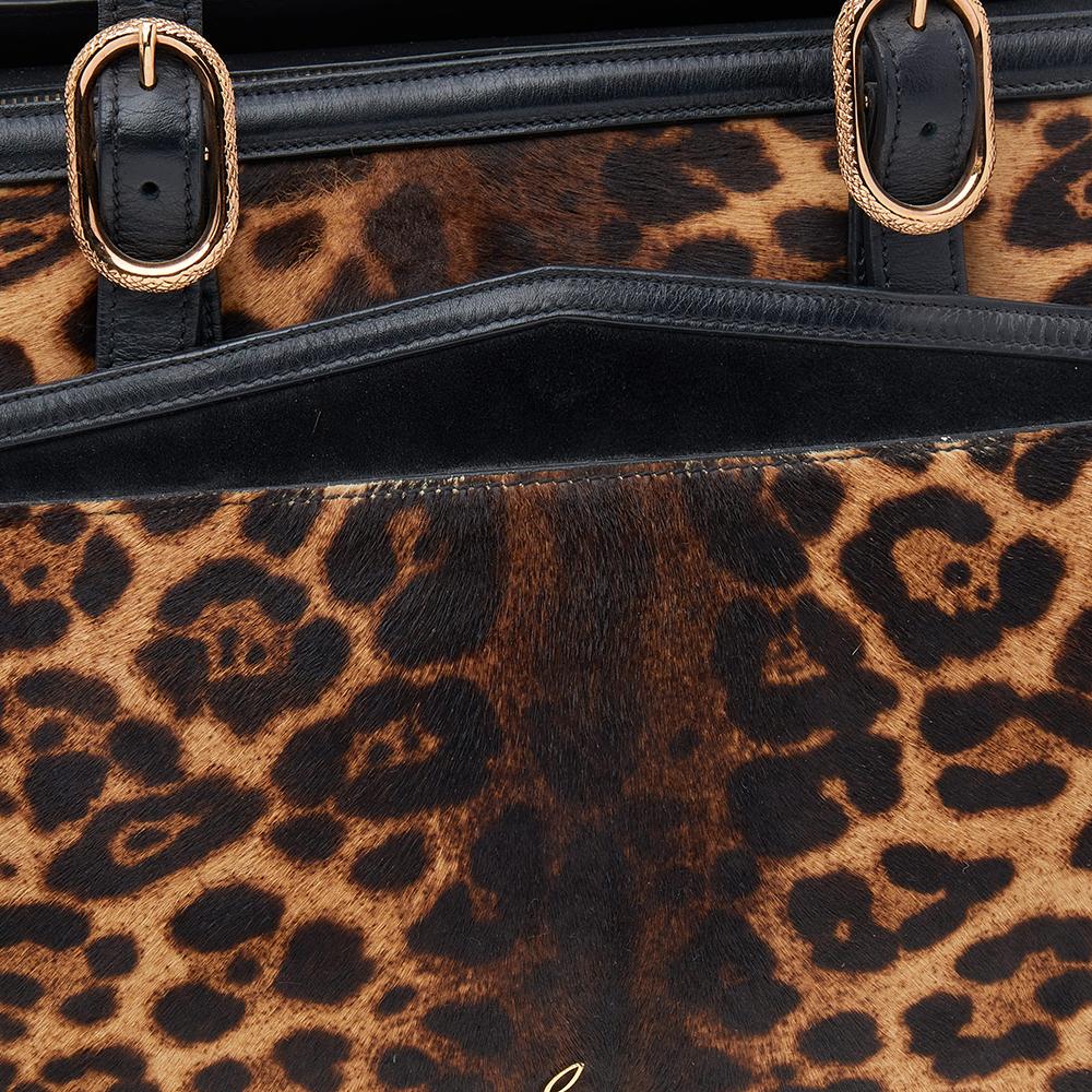 Christian Louboutin Brown/Black Leopard Print Calf Hair and Leather Satchel 3