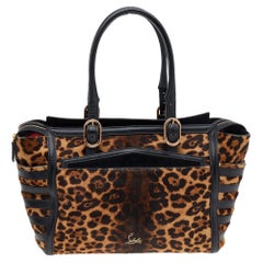 Christian Louboutin Brown/Black Leopard Print Calf Hair and Leather Satchel