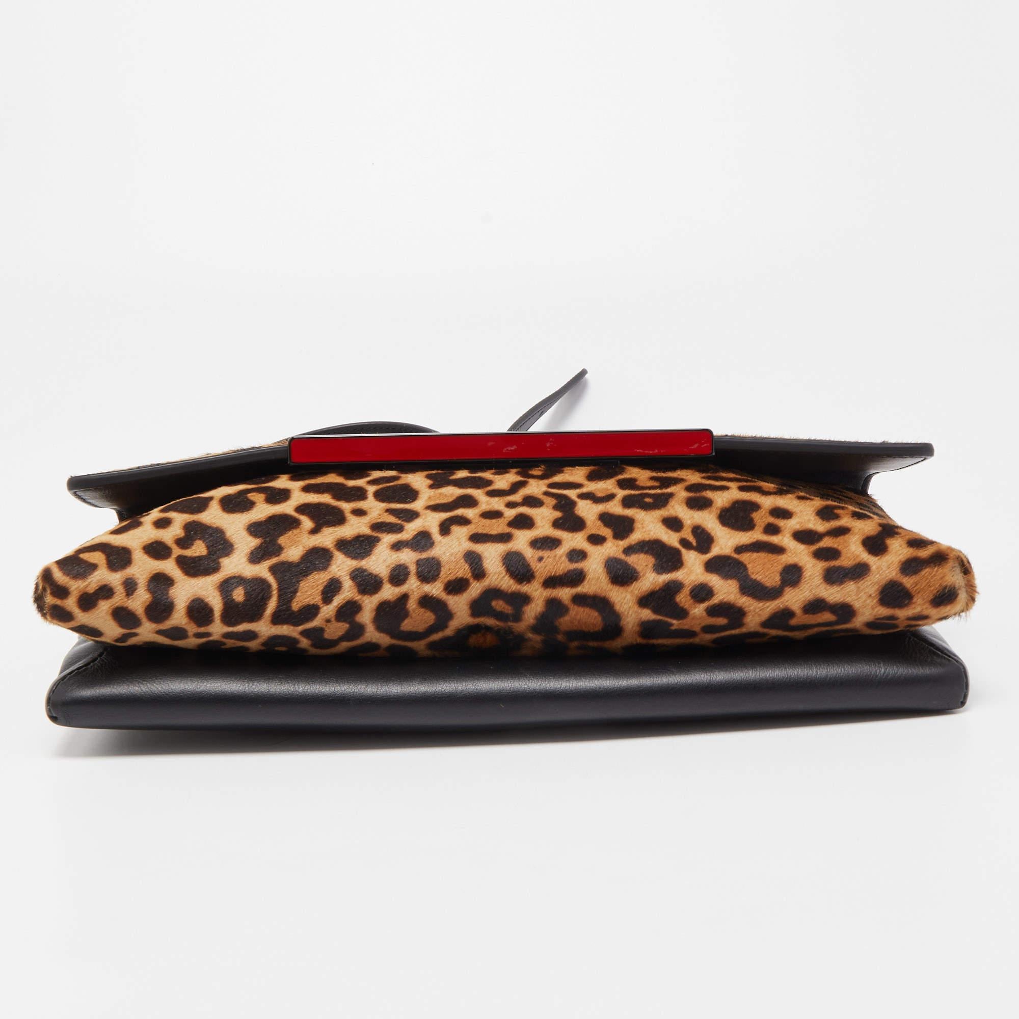 Christian Louboutin Brown/Black Leopard Print Calfhair and Leather Rougissime  1