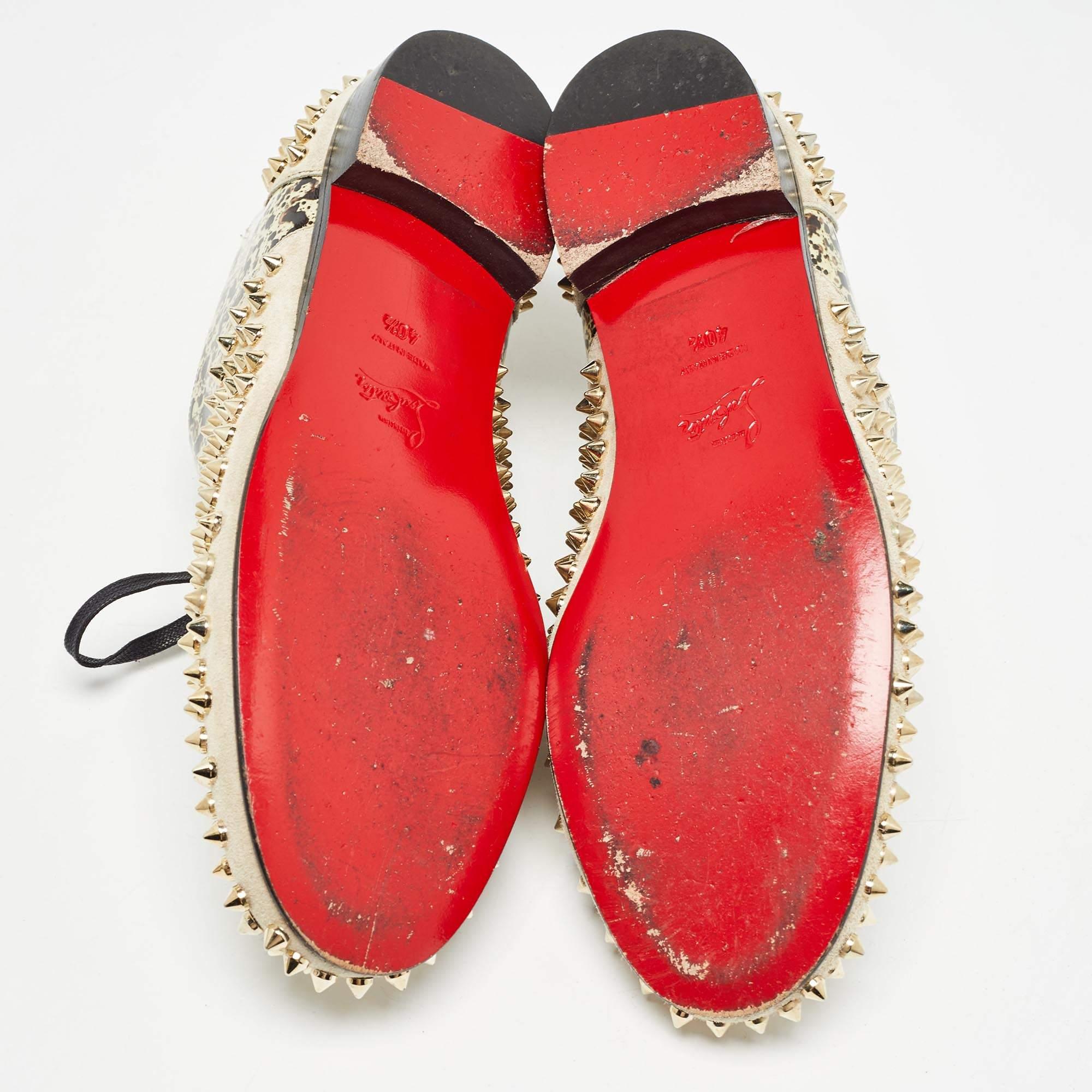 Christian Louboutin Chaussures à talon aiguille Freddy en daim et PVC Brown/Black Taille 40.5 en vente 1