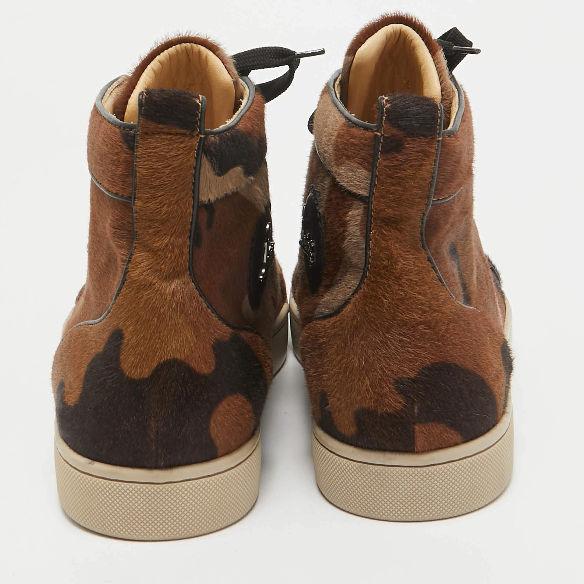 Christian Louboutin Brown Kalb Haar Rantulow Orlato High Top Turnschuhe Größe 45 Herren