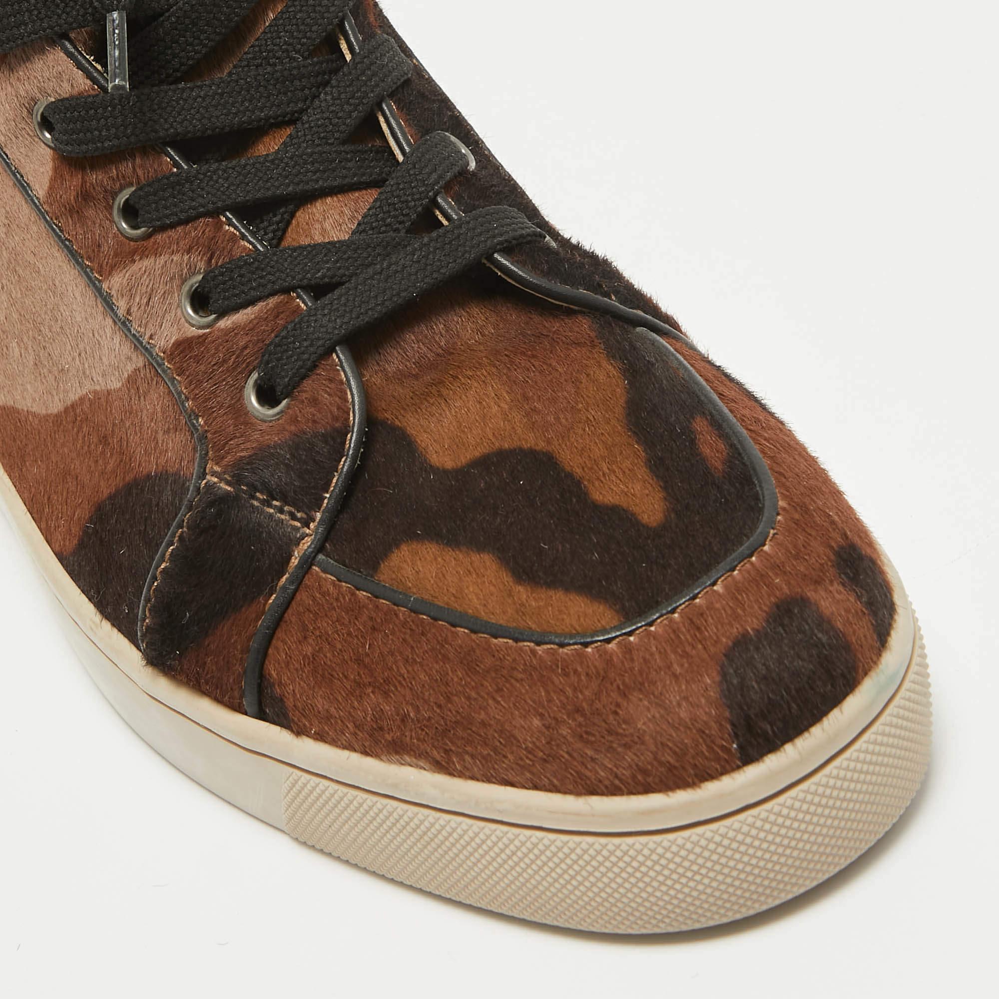 Christian Louboutin Brown Kalb Haar Rantulow Orlato High Top Turnschuhe Größe 45 3