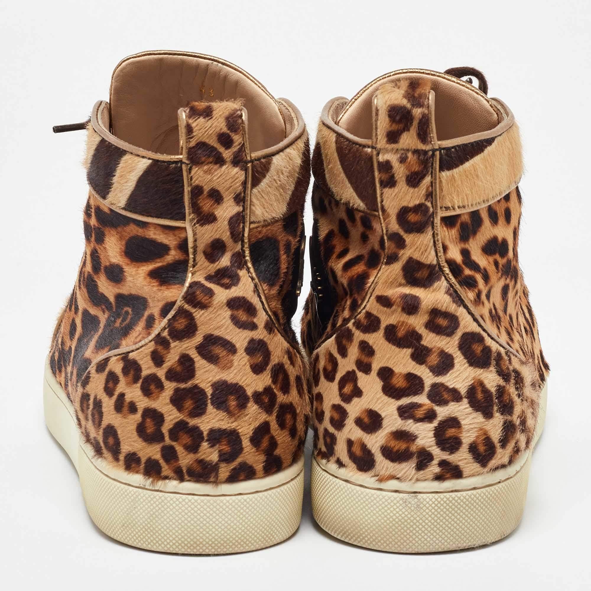Uomo Christian Louboutin - Scarpe da ginnastica alte Rantus Orlato in pelle di vitello marrone, misura 43 in vendita