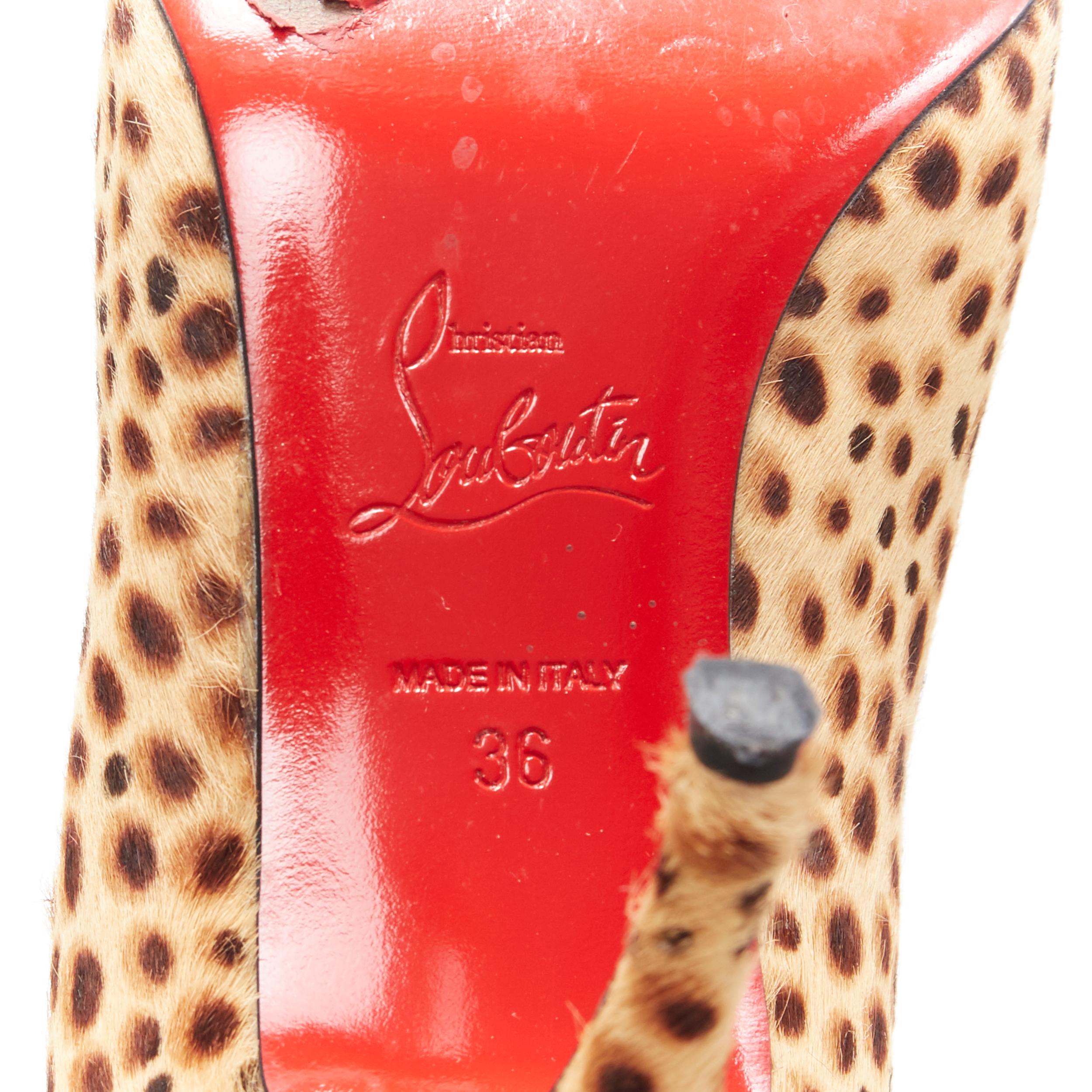 CHRISTIAN LOUBOUTIN brown cheetah spot print calf hair point toe pump EU36 For Sale 5