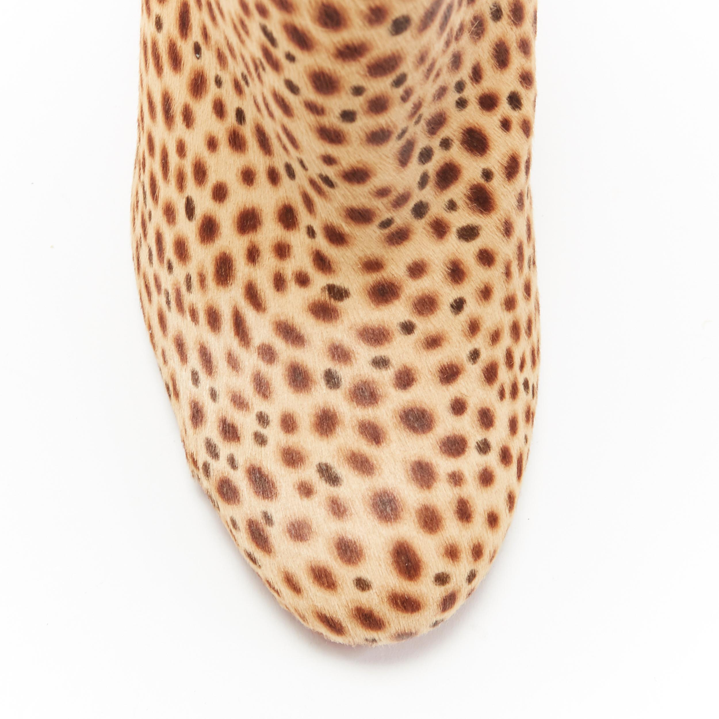 CHRISTIAN LOUBOUTIN brown cheetah spot print round toe heeled ankle bootie EU38 1