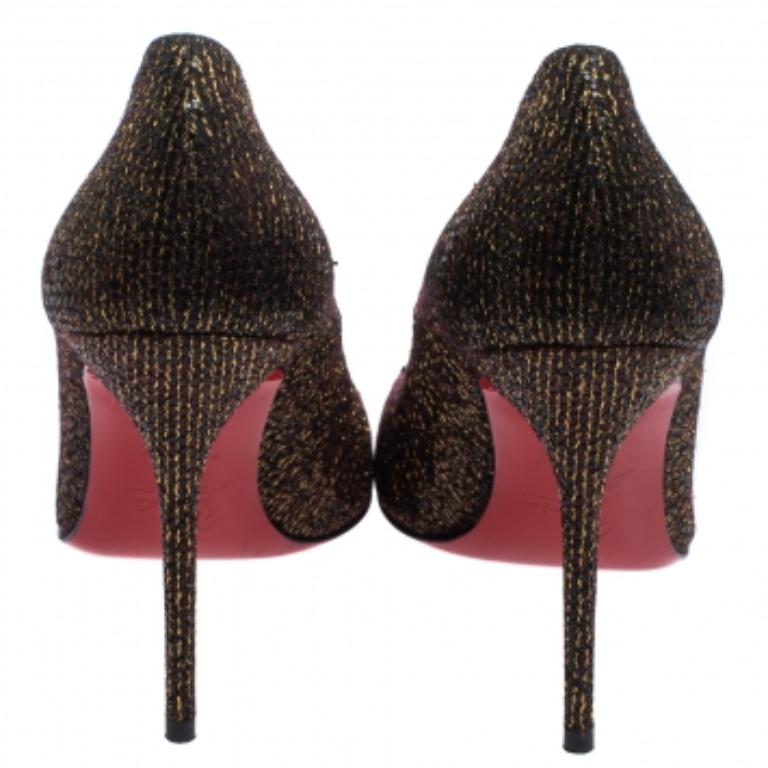 Christian Louboutin Brown Glitter Fabric Fifi Pumps Size 36 For Sale 1