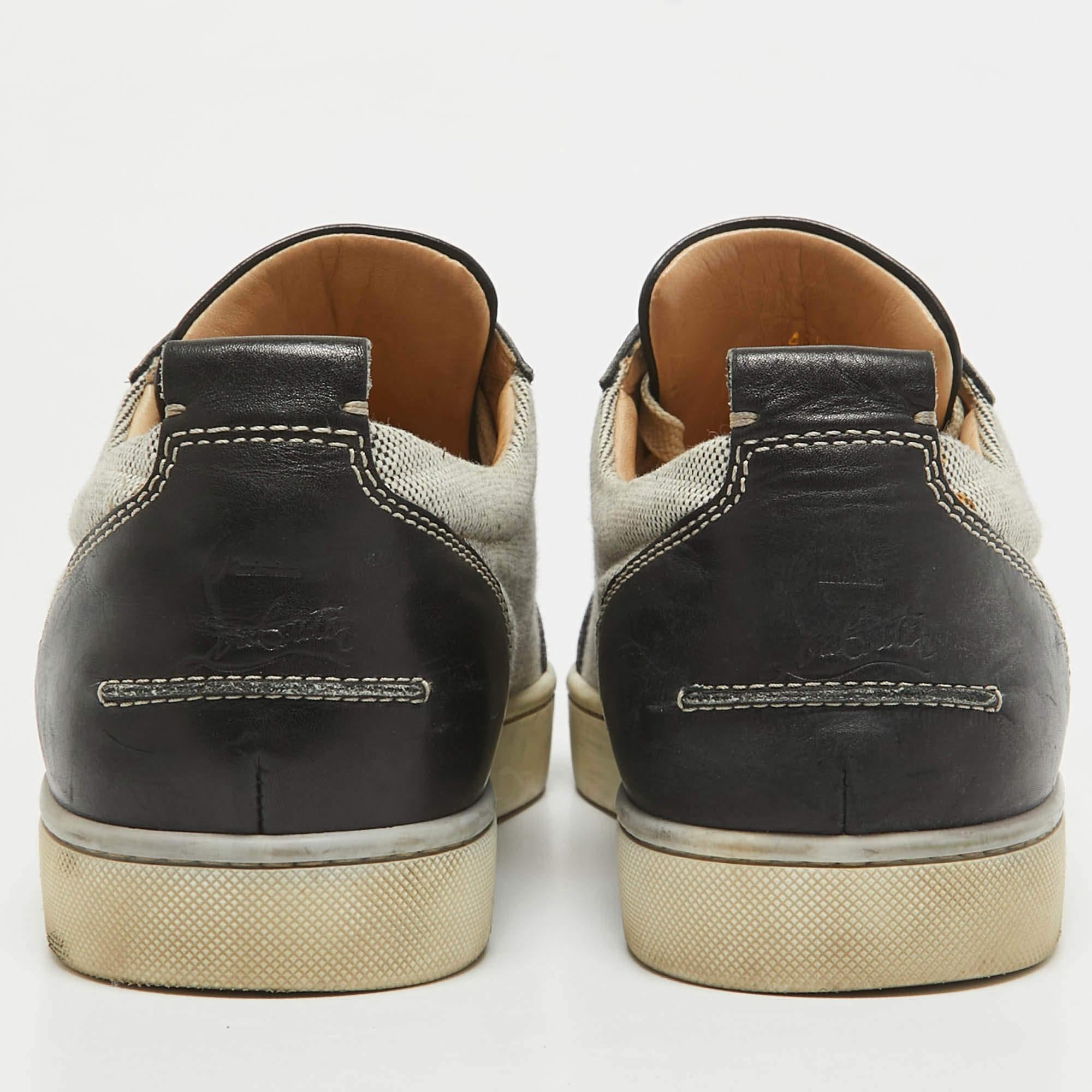Men's Christian Louboutin Brown Leather and Suede Rantulow Low Top Sneakers Size 45.5