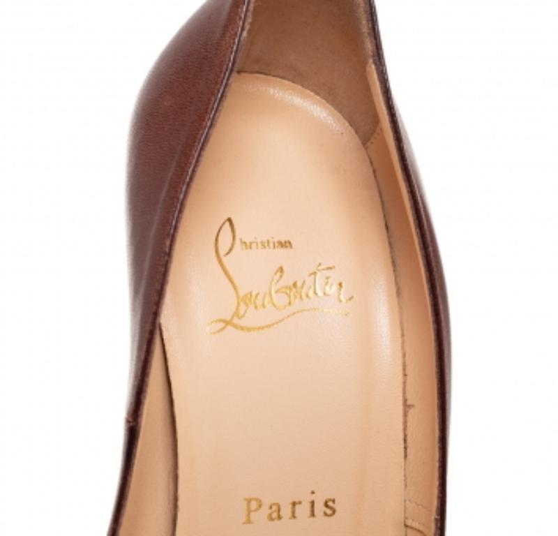 Christian Louboutin Brown Leather Bianca Pumps Size 36 For Sale 1