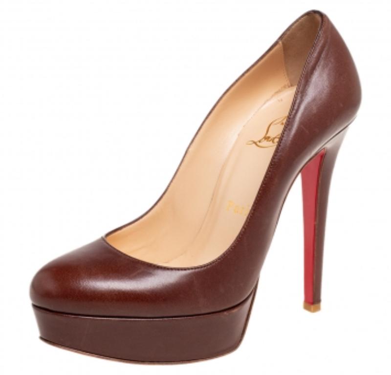 Christian Louboutin Brown Leather Bianca Pumps Size 36 For Sale 2