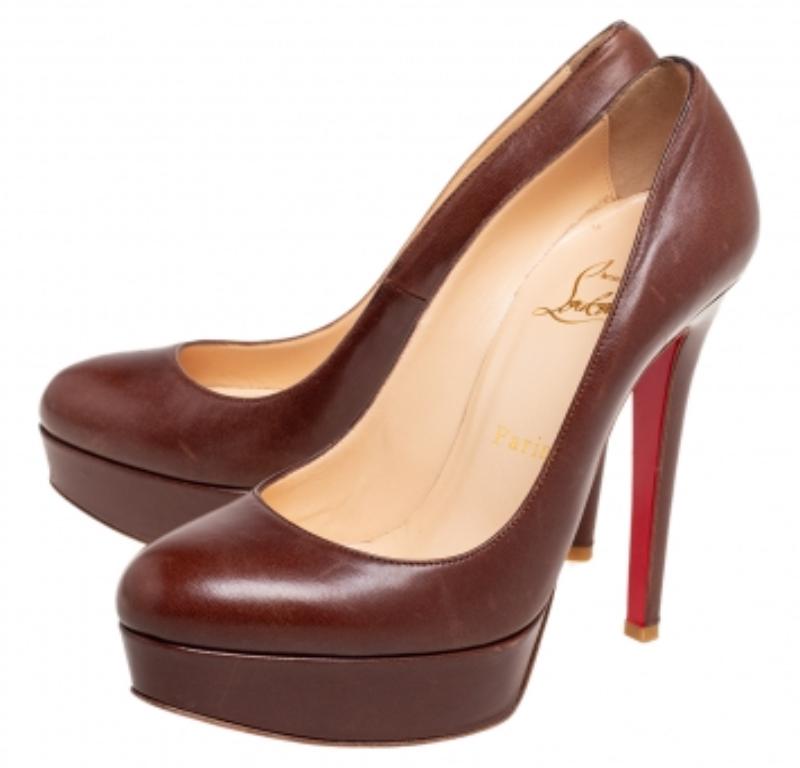 Christian Louboutin Brown Leather Bianca Pumps Size 36 For Sale 3