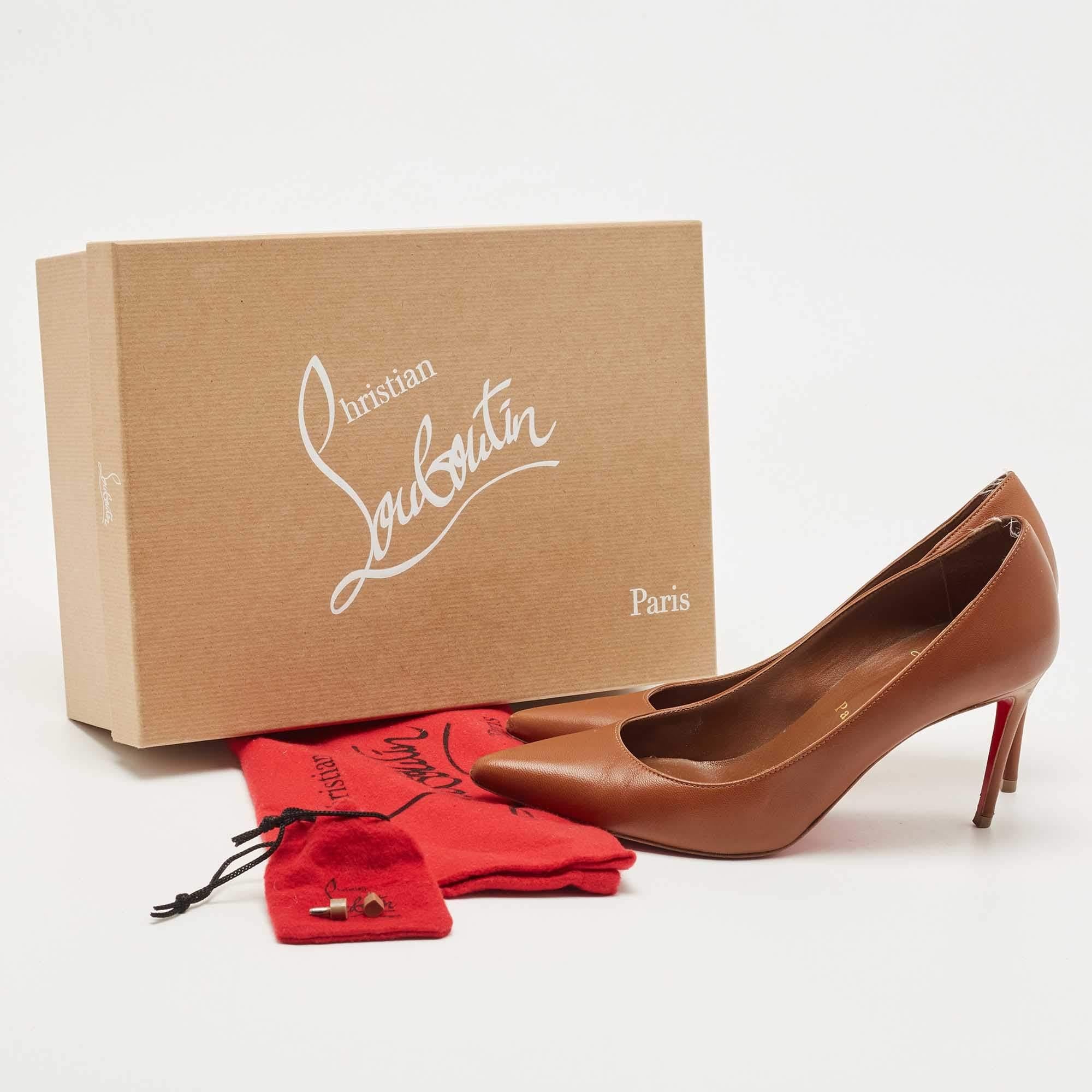 Christian Louboutin Brown Leather Kate Pumps Size 36 For Sale 4