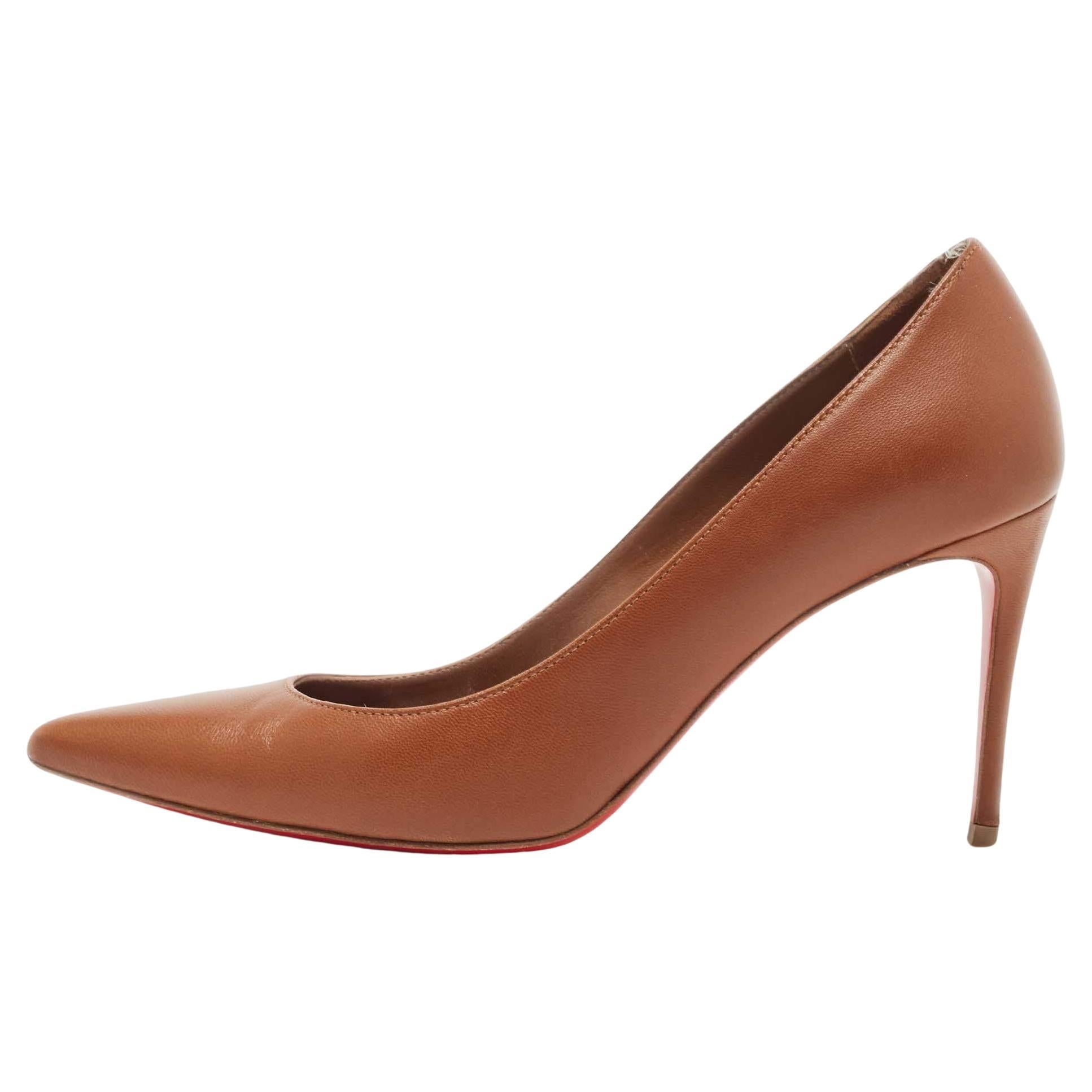 Christian Louboutin Brown Leather Kate Pumps Size 36 For Sale
