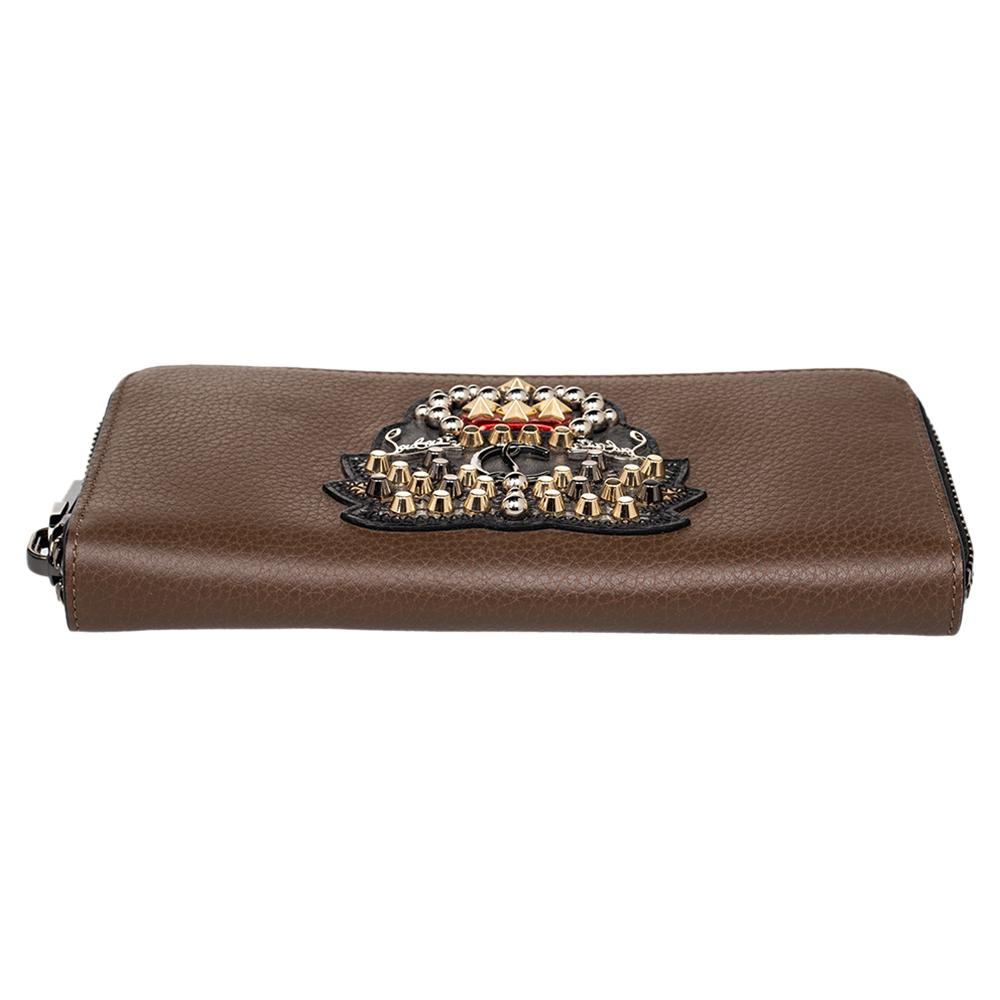 Christian Louboutin Panettone Brieftasche aus braunem Leder mit Reißverschluss 1