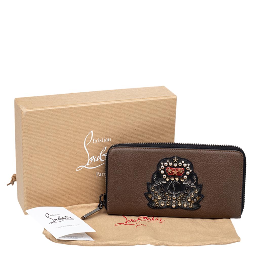 Christian Louboutin Panettone Brieftasche aus braunem Leder mit Reißverschluss 4