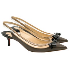 Christian Louboutin Brown Leather & PVC Slingback Sandals 41 (IT)