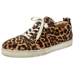 Christian Louboutin Brown Leopard Calfhair Rantulow Orlato Sneakers Size 46