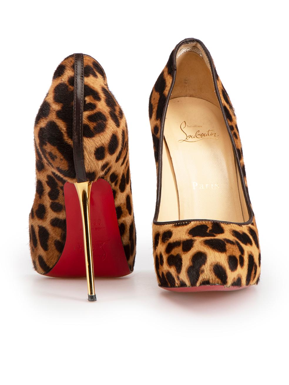 Christian Louboutin Brown Leopard Ponyhair Heels Size IT 36.5 In Excellent Condition For Sale In London, GB