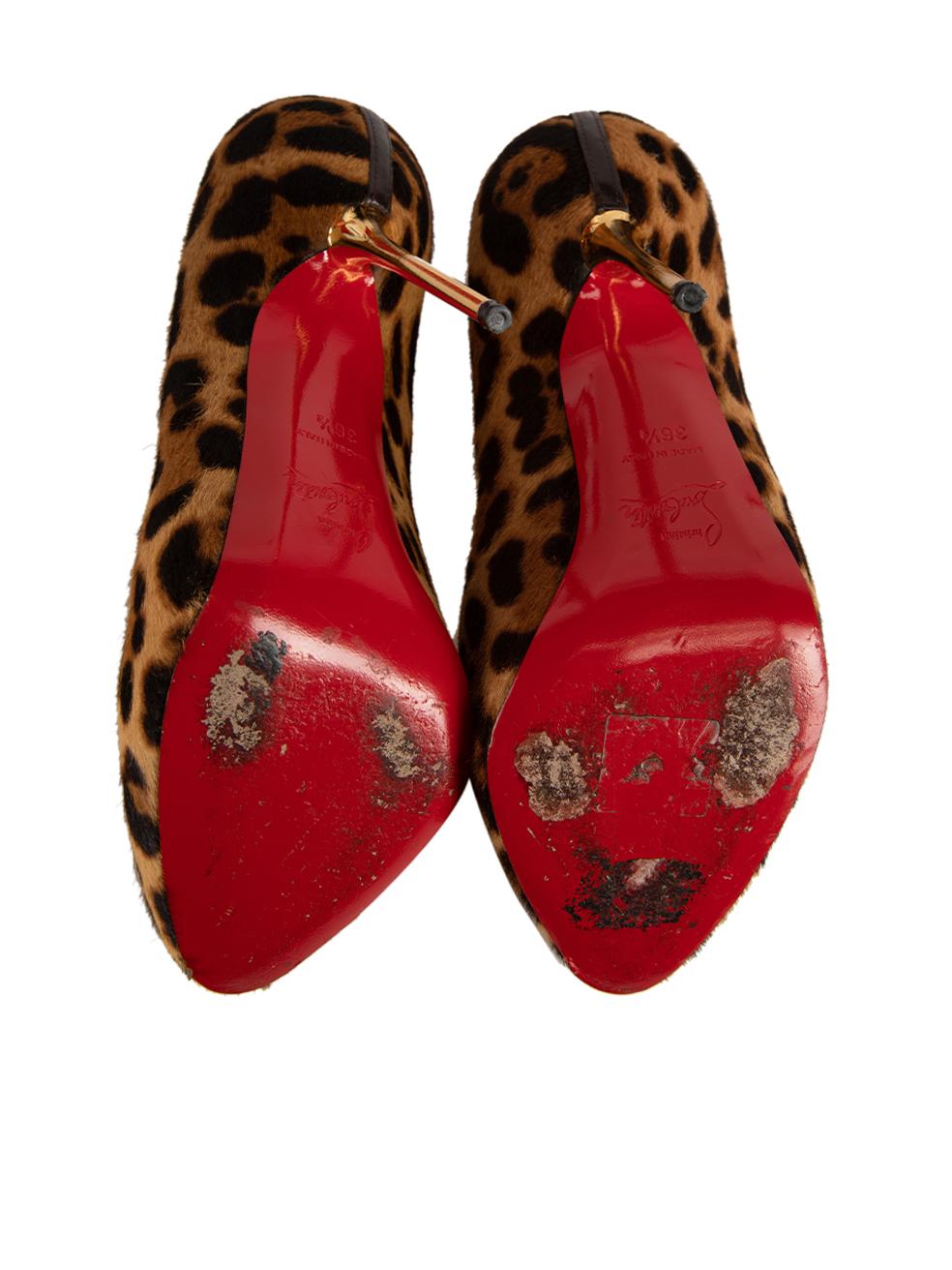 Christian Louboutin Brown Leopard Ponyhair Heels Size IT 36.5 Pour femmes en vente